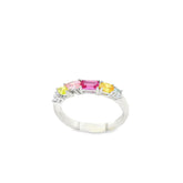 Sterling Silver Color Stone Cluster Ring - Sz. 6